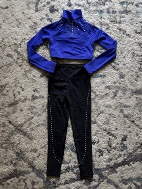 3/$50 Weissman Ivy Sky Mesh Panel Long Sleeve & Leggings Dance Costume